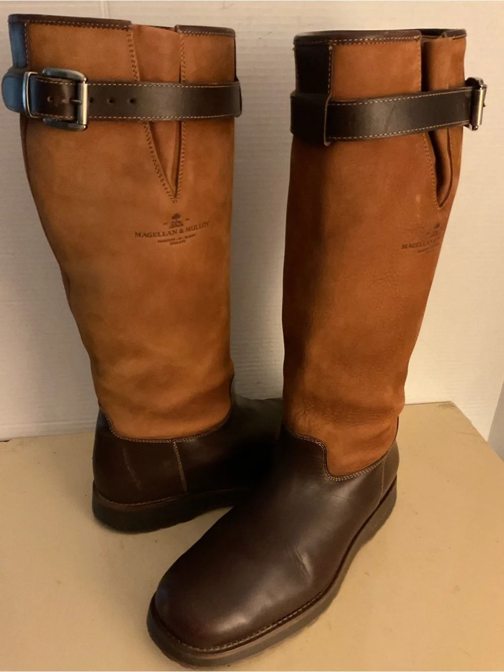 Magellan & Mulloy  women chestnut brown leather suede waterproof tall boot 12.5